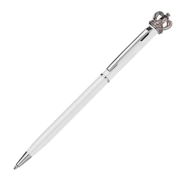 Kugelschreiber aus Metall mit Krone DYLAN - weiss