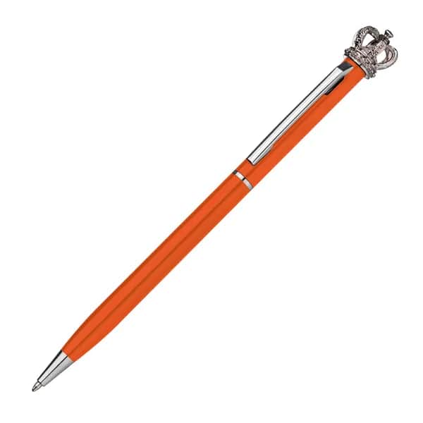 Kugelschreiber aus Metall mit Krone DYLAN - orange