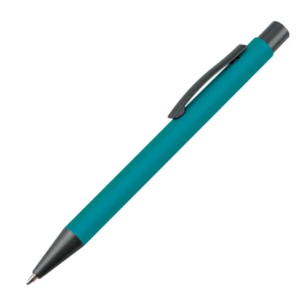 Matter Kugelschreiber mit Metallclip MIKOLAJ - türkis