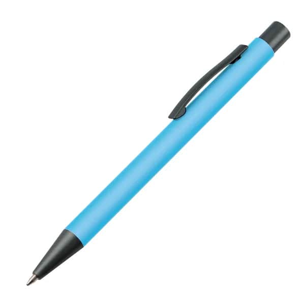 Matter Kugelschreiber mit Metallclip MIKOLAJ - hellblau