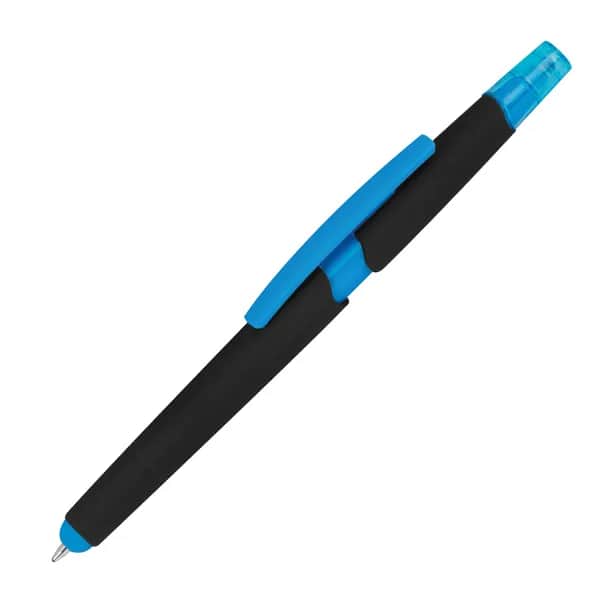 Kugelschreiber mit Textmarker und Touchfunktion EMMETT - hellblau