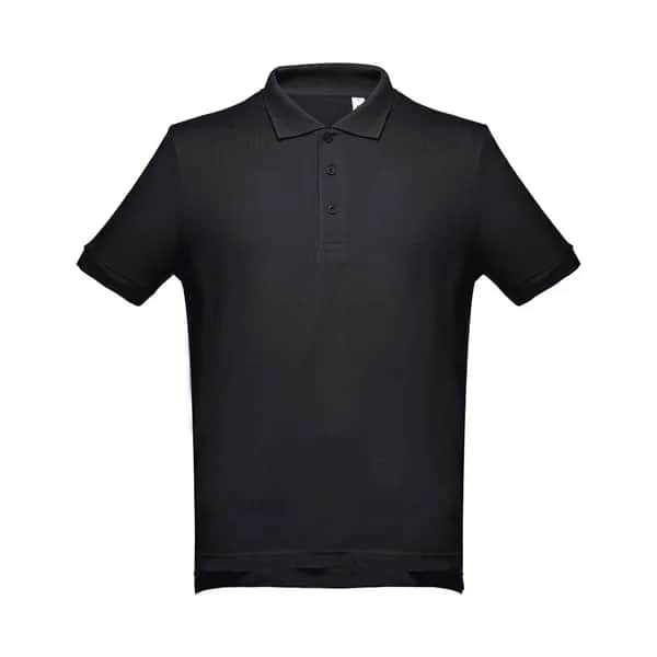 Kurzarm-Poloshirt aus Baumwolle für Herren - THC ADAM II - Schwarz
