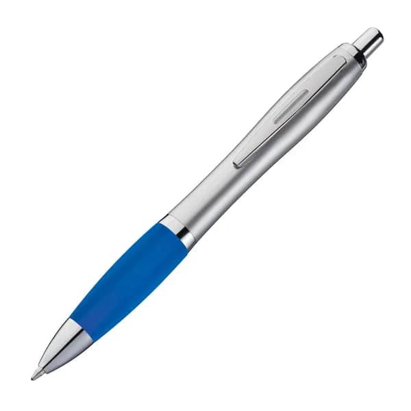 Kugelschreiber mit silbernem Schaft ANGELINA - blau