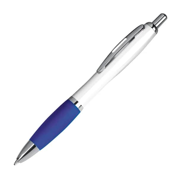 Kugelschreiber mit weißem Schaft GUSTAVO - blau