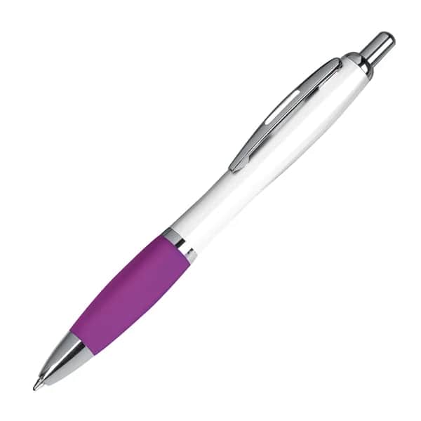 Kugelschreiber mit weißem Schaft GUSTAVO - violett