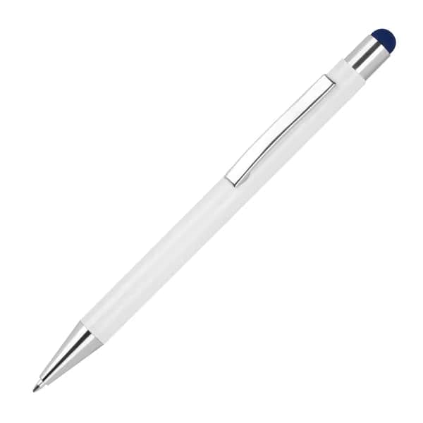 Kugelschreiber aus Aluminium mit gummierter Oberfläche JEAN - dunkelblau