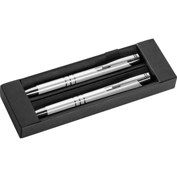 Schreibset mit Kugelschreiber und Druckbleistift aus Metall KELLY - weiss