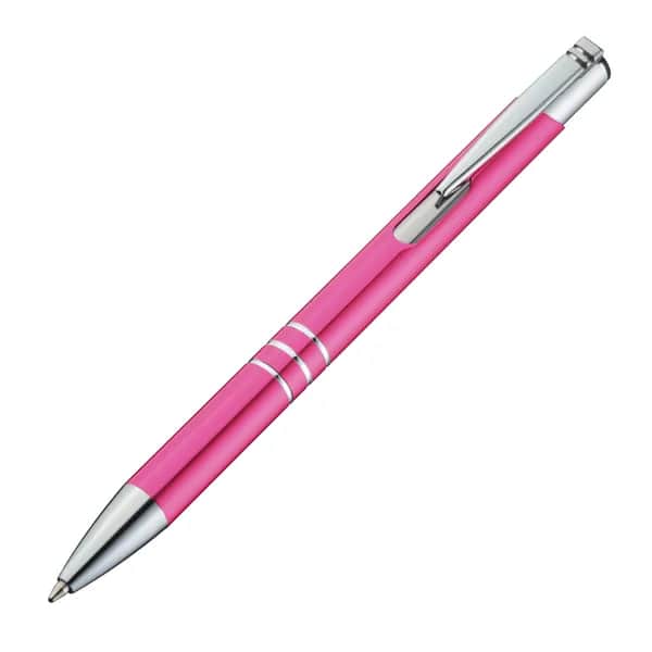 Kugelschreiber aus Metall mit 3 Zierringen ESTEBAN - pink