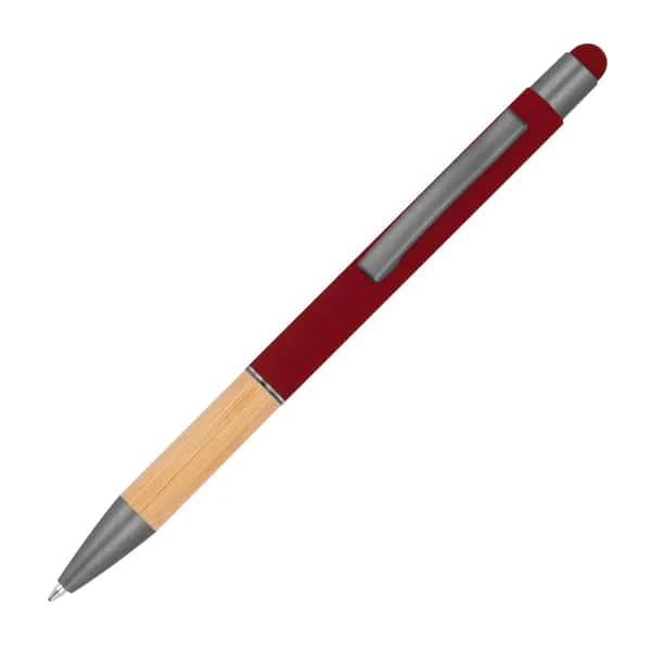 Kugelschreiber mit Griffzone aus Bambus BRYGIDA - burgund