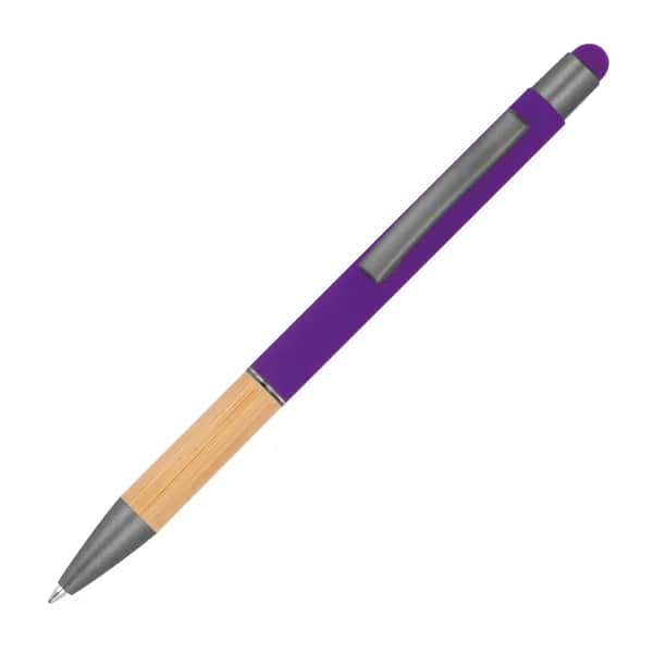 Kugelschreiber mit Griffzone aus Bambus BRYGIDA - violett