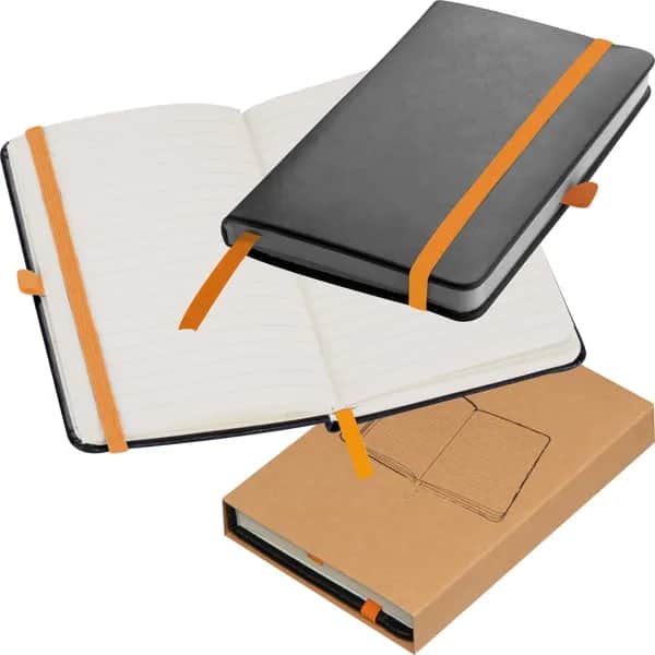 A6 Notizbuch mit Kunstledereinband ALEX - orange