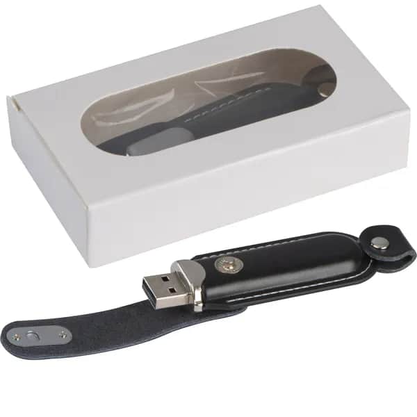 USB Stick mit Kunstledereinband 4GB - schwarz