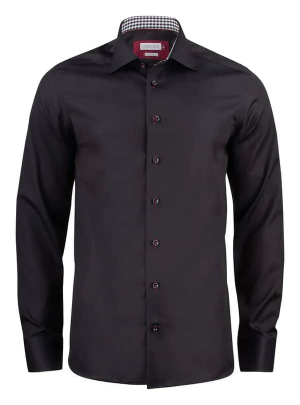RB20 Twill Hemd Slim Fit Herren - Schwarz/Rot