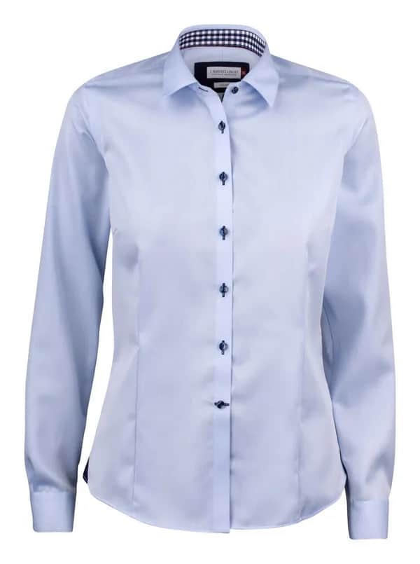 RB20 Twill Damen Blusen - Hellblau/Marine