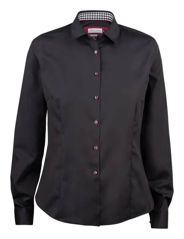 RB20 Twill Damen Blusen - Schwarz/Rot