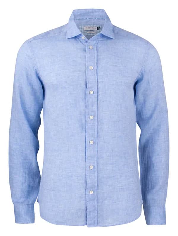 IB33 Linen Hemd Slim Fit Herren - Hellblau