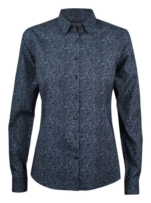 IB37 Poplin Damen Blusen - Marine Blumig