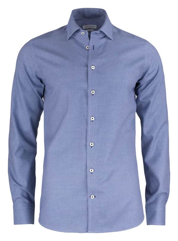 PB48 Jacquard Hemd Slim Fit Herren - Blau Muster