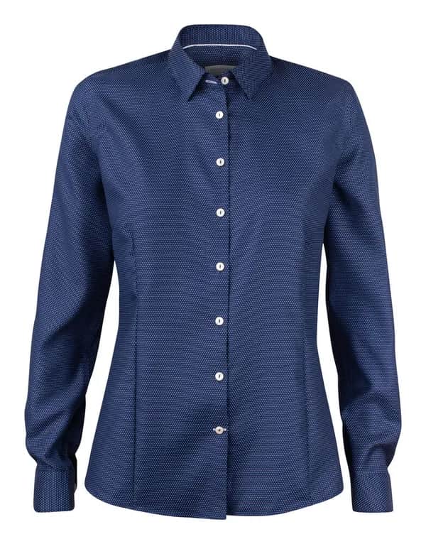 PB49 Jacquard Damen Blusen - Marine/Weiß Punkten