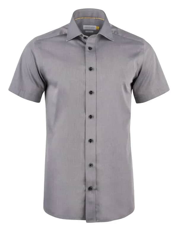 YB50 Twill S/S Hemd Slim Fit Herren - Grau