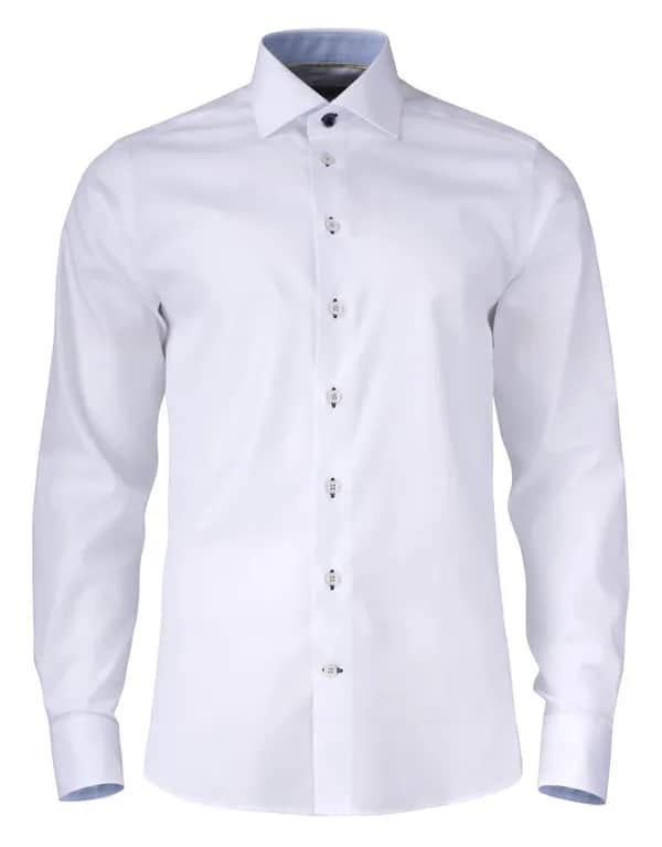 YB51 Twill Regular Hemd Regular Fit Herren - Weiß/Hellblau