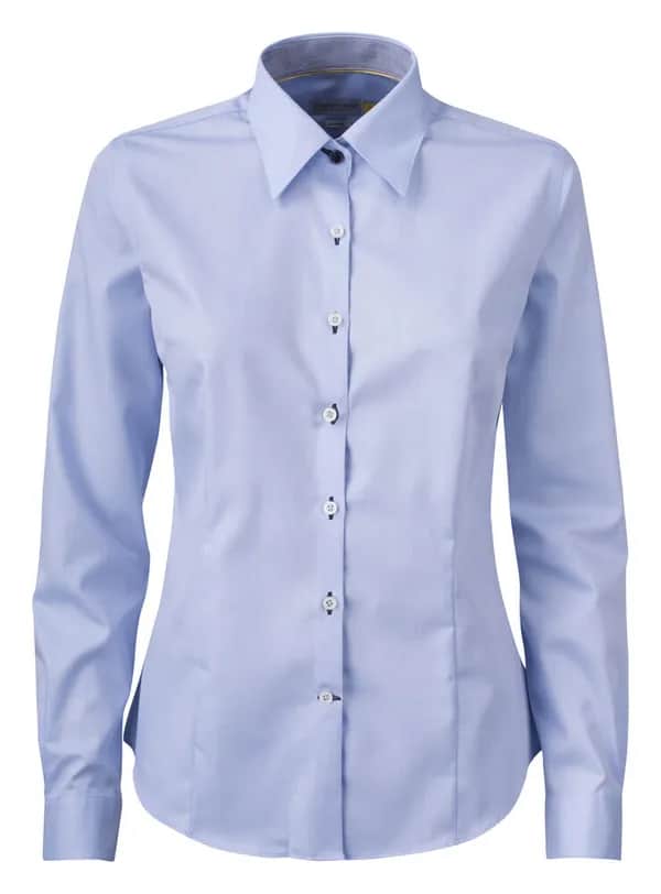 YB51 Twill Damen Blusen - Hellblau/Marine