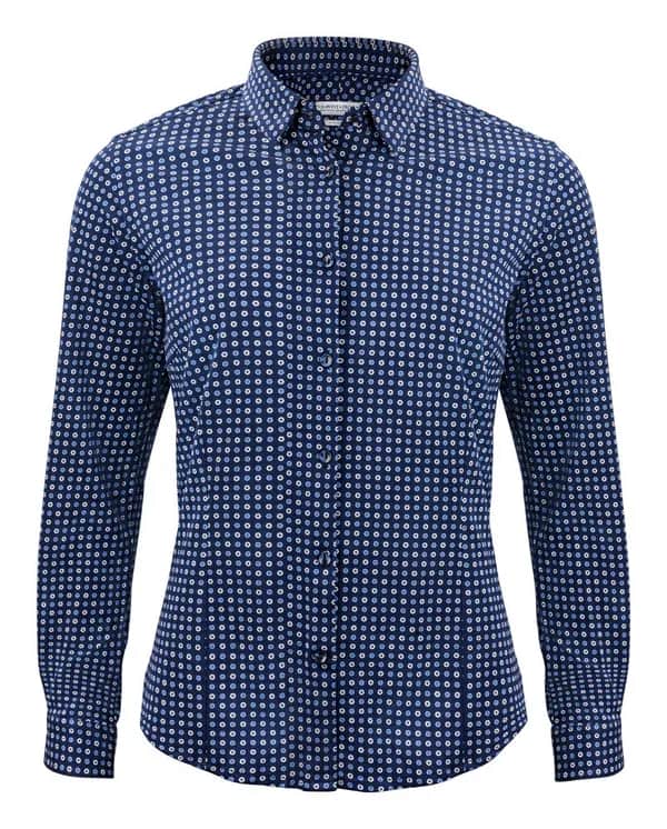 IB131 Pique Knit Damen Blusen - Blau Muster