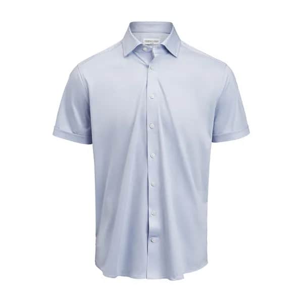 IB132 Interlock Knit S/S Hemd Slim Fit Herren - Hellblau