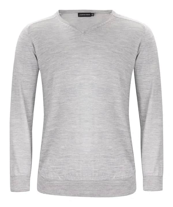 Merino V Strickpullover Herren - Hellgraues Meliert