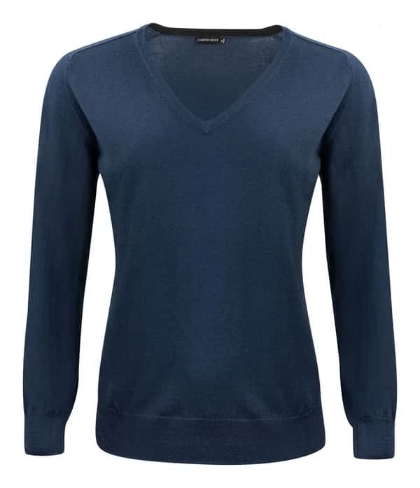 Merino V Strickpullover Damen - Marine