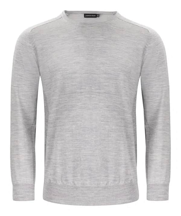 Merino U Strickpullover Herren - Hellgraues Meliert
