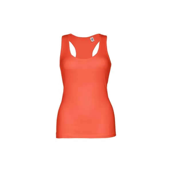 Ärmelloses Baumwoll-T-Shirt für Frauen - THC TIRANA - Korallenorange