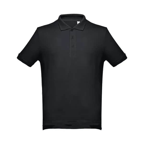 Kurzarm-Poloshirt aus Baumwolle für Herren - THC ADAM - Schwarz