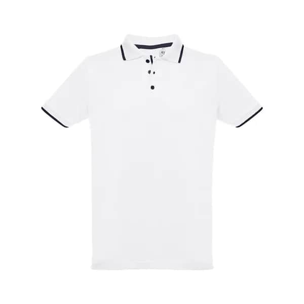 Zweifarbiges Baumwoll-Poloshirt für Männer. Weiße Farbe - THC ROME WH - Weiß