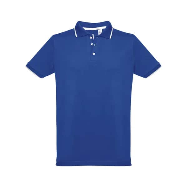 Zweifarbiges Baumwoll-Poloshirt für Herren - THC ROME - Königsblau