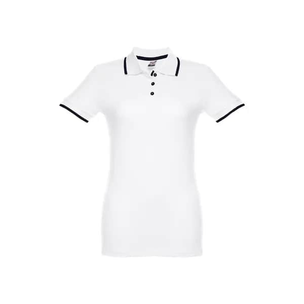 Zweifarbiges Baumwoll-Poloshirt für Damen - THC ROME WOMEN WH - Weiß