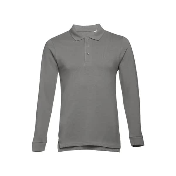 Langarm-Poloshirt für Herren aus kardierter Baumwolle - THC BERN - Grau