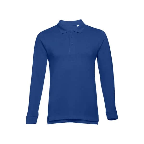 Langarm-Poloshirt für Herren aus kardierter Baumwolle - THC BERN - Königsblau