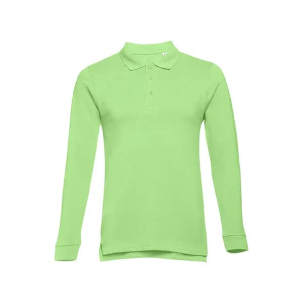 Langarm-Poloshirt für Herren aus kardierter Baumwolle - THC BERN - Hellgrün