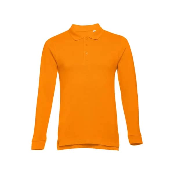 Langarm-Poloshirt für Herren aus kardierter Baumwolle - THC BERN - Orange