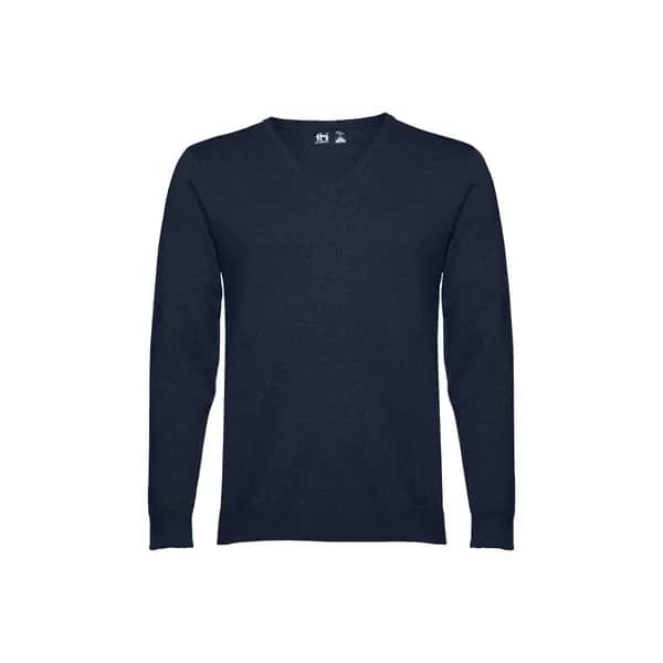 Herren-Pullover mit V-Ausschnitt aus Baumwolle und Polyamid - THC MILAN - Dunkelblau