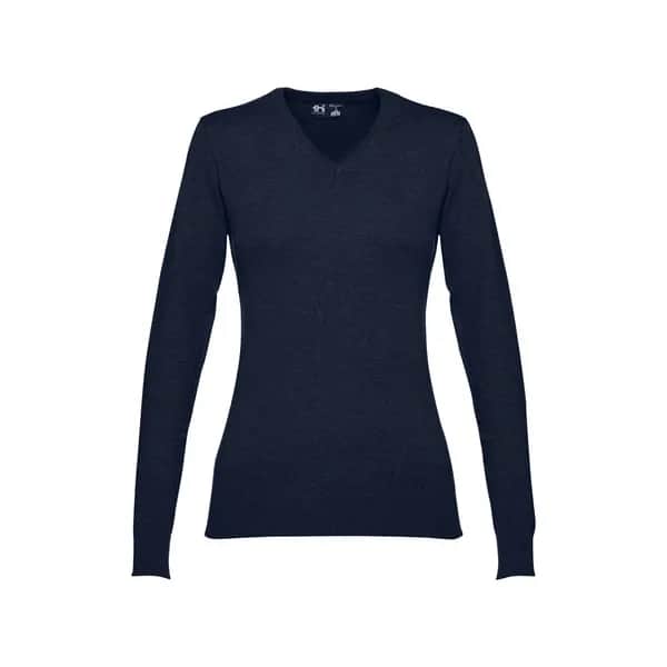 Pullover mit V-Ausschnitt für Damen aus Baumwolle und Polyamid - THC MILAN WOMEN - Dunkelblau