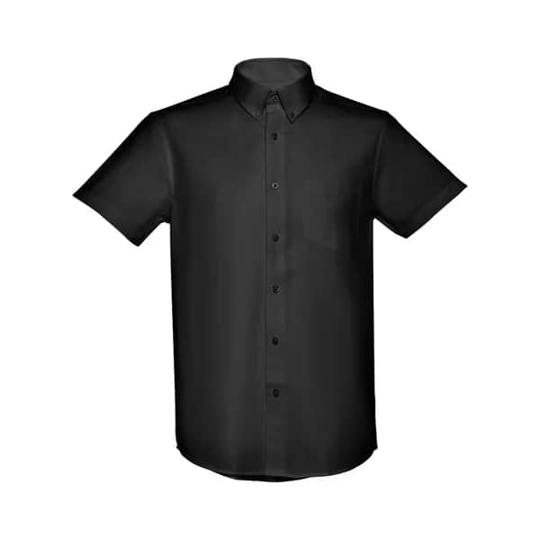 Herren-Oxford-Hemd mit kurzen Ärmeln - THC LONDON - Schwarz
