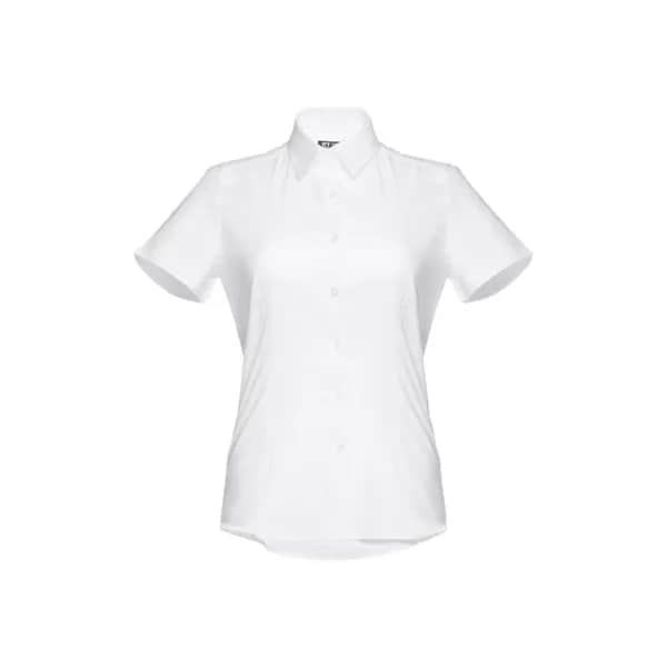 Kurzärmeliges Oxford-Hemd für Damen. Weiße Farbe - THC LONDON WOMEN WH - Weiß