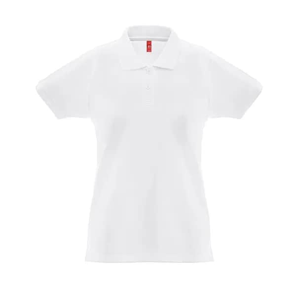 Kurzarm-Poloshirt für Damen aus kardierter Baumwolle - THC MONACO WOMEN WH - Weiß