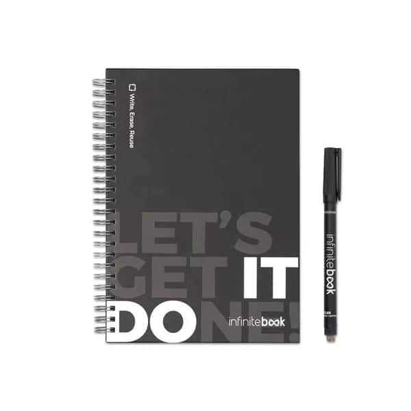 Set bestehend aus einem Infinitebook mit Hardcover, einem Reinigungsset, einem Marker und einem Kugelschreiberhalter - STARTER KIT INFINITEBOOK - Schwarz