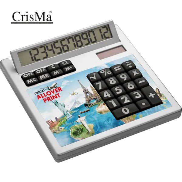 Tischrechner Eigendesign mit 12 Digits aus Kunststoff GENEVIEVE - weiss