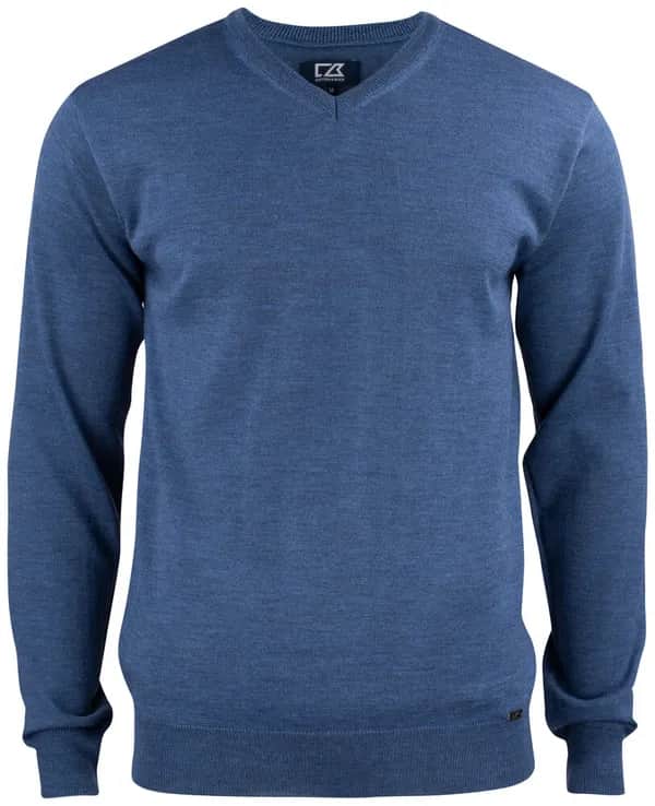 Everett V-neck Men - Denim Melange
