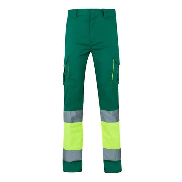 Zweifarbige Stretch-Hose mit mehreren Taschen (240 g/m²), aus Baumwolle (46 %), EME (38 %) und Polyester (16 %) - VL ZEUS LARGE - Grün