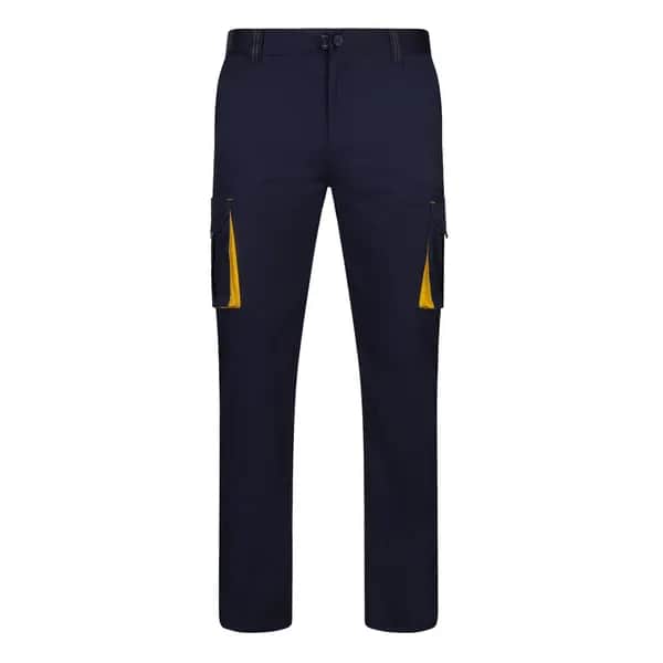 Zweifarbige Stretch-Hose mit mehreren Taschen (240 g/m²), aus Baumwolle (46 %), EME (38 %) und Polyester (16 %) - VL FIDES - Marineblau